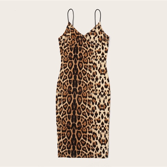 👠 New Women’s Pencil Bodycon Midi Dress Leopard - Picture 4 of 8